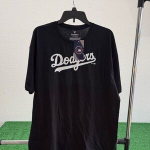 Fanatics Black Dodgers Script Short Sleeve Tee